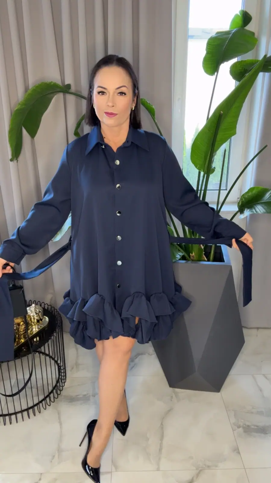 Sukienka Lola Bianka granatowa elegancka – miniatura 6 z 12